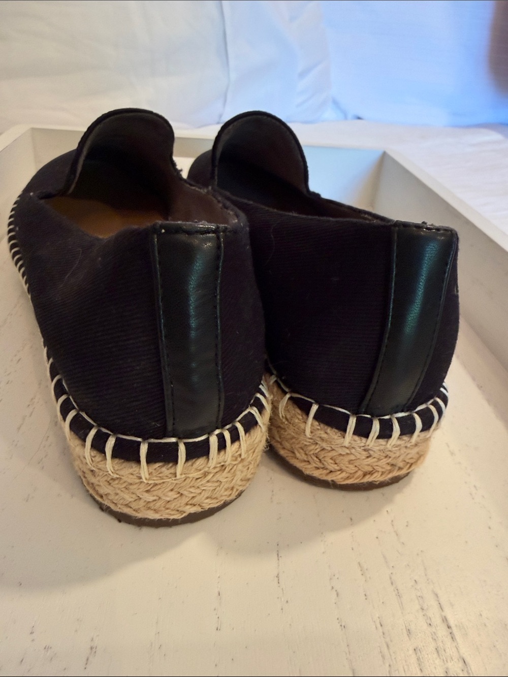 Joie Black Canvas Espadrille Flats with Jute Trim - Picture 3 of 5